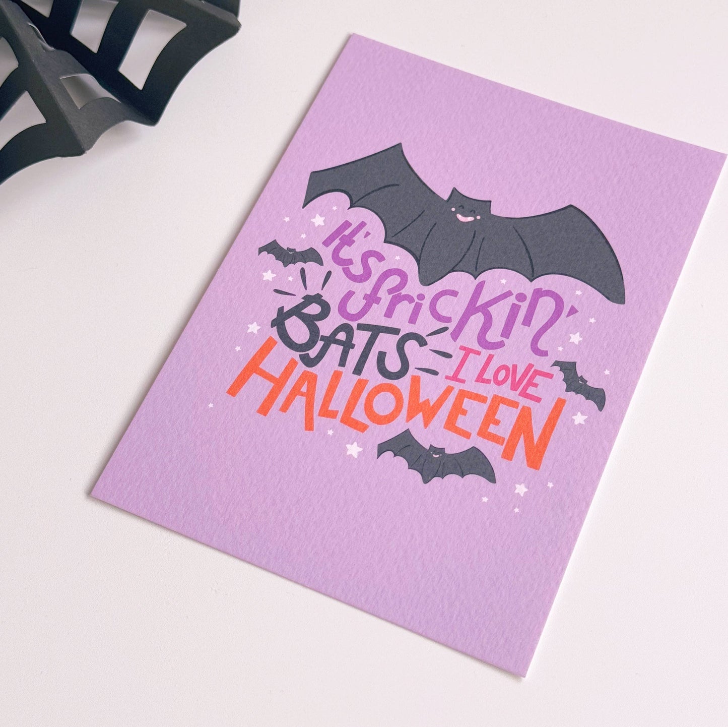 It's Frickin' Bats, I Love Halloween Postcard | Funny Quote