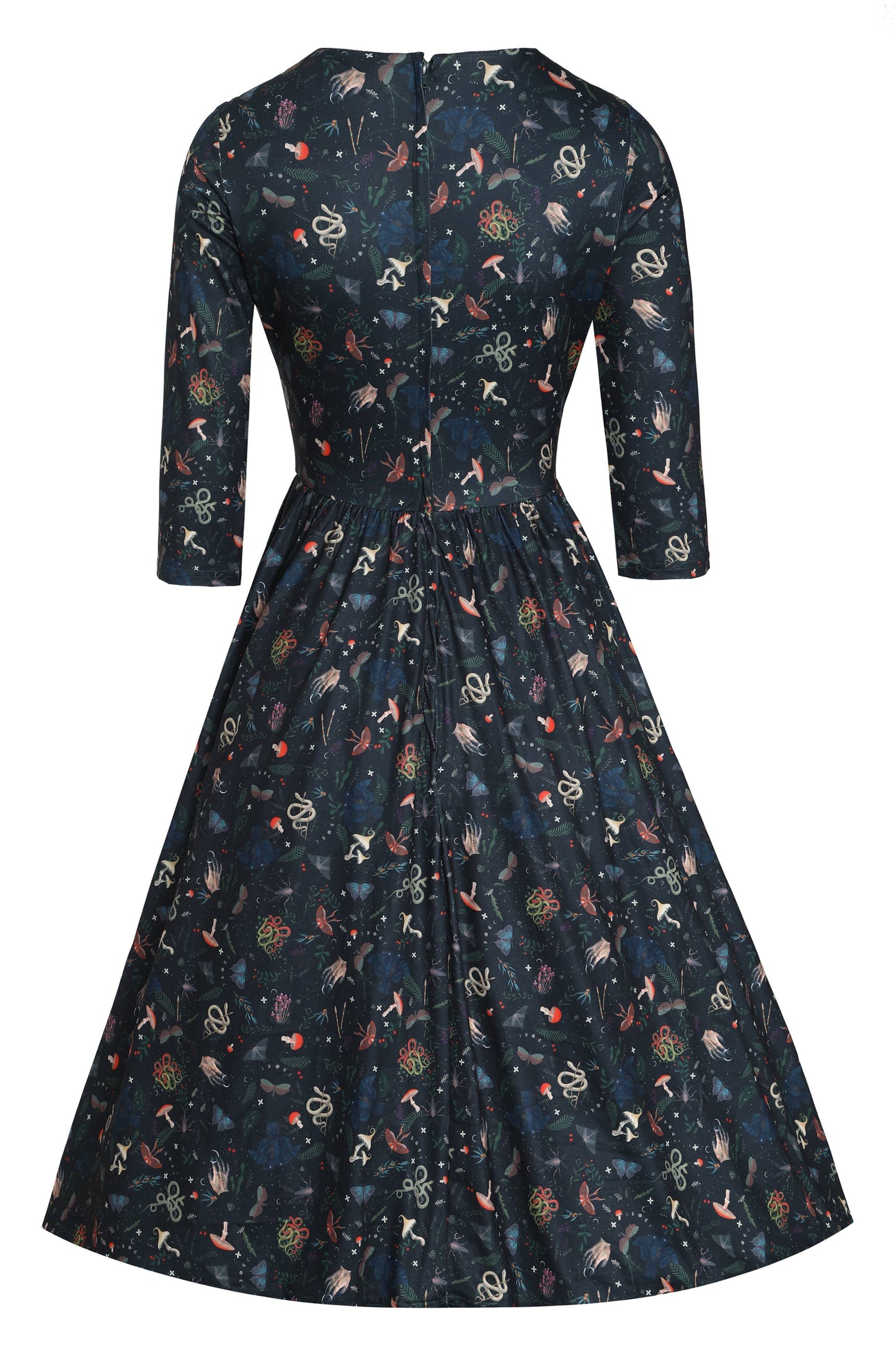 Billie Long Sleeved Dress in Dark Green Mystical Forest