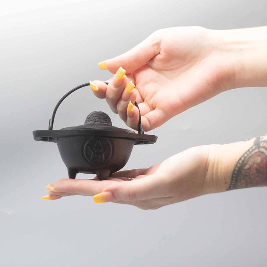 Ritual Cast Iron Cauldron with Pentagram