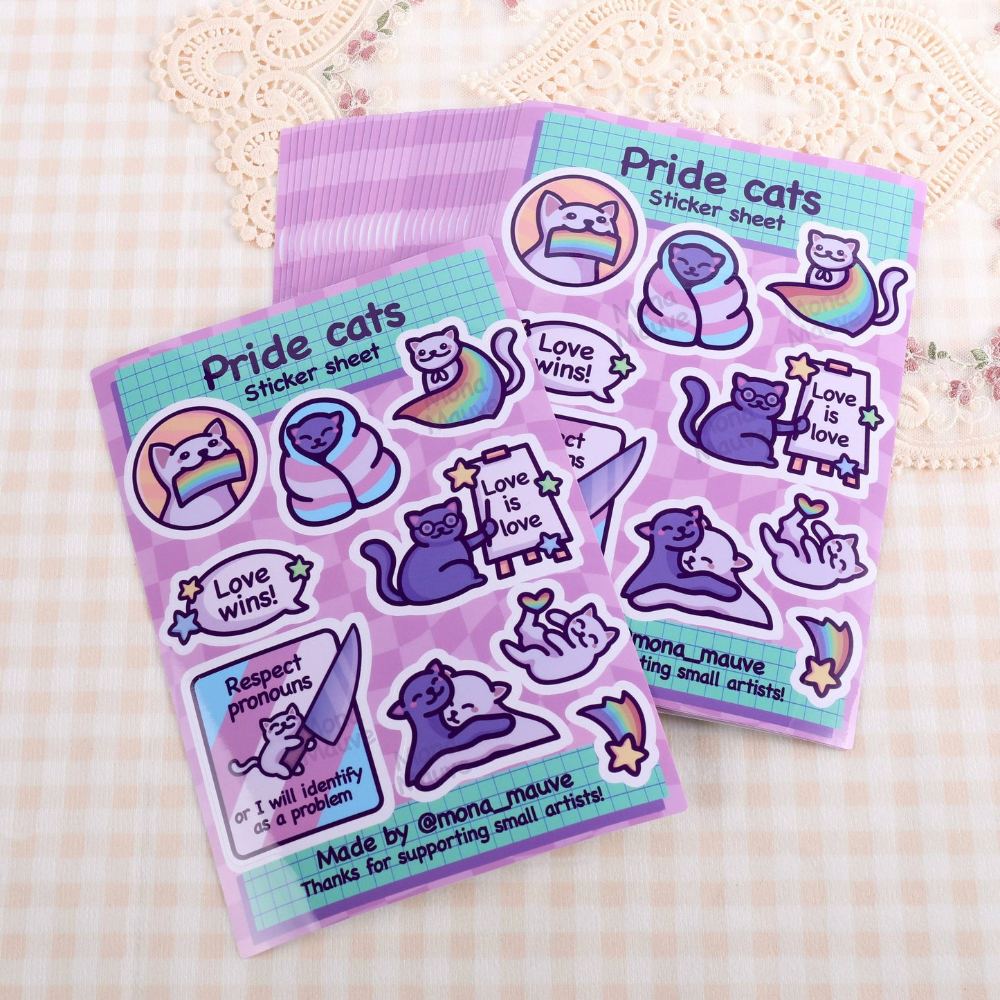 LGBTQ+ Pride Cats Sticker Sheet | 10 Cute Vinyl Stickers