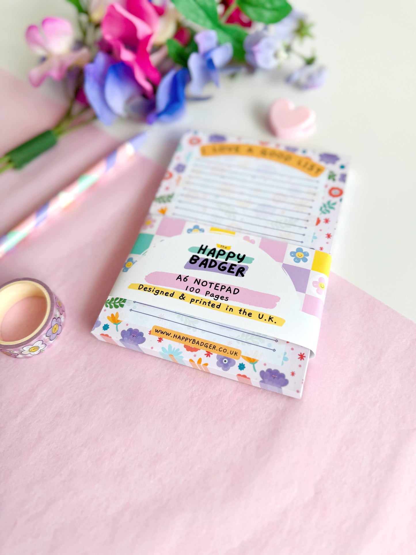 A6 Floral Lined Notepad | 100 Page Notepad | List Making
