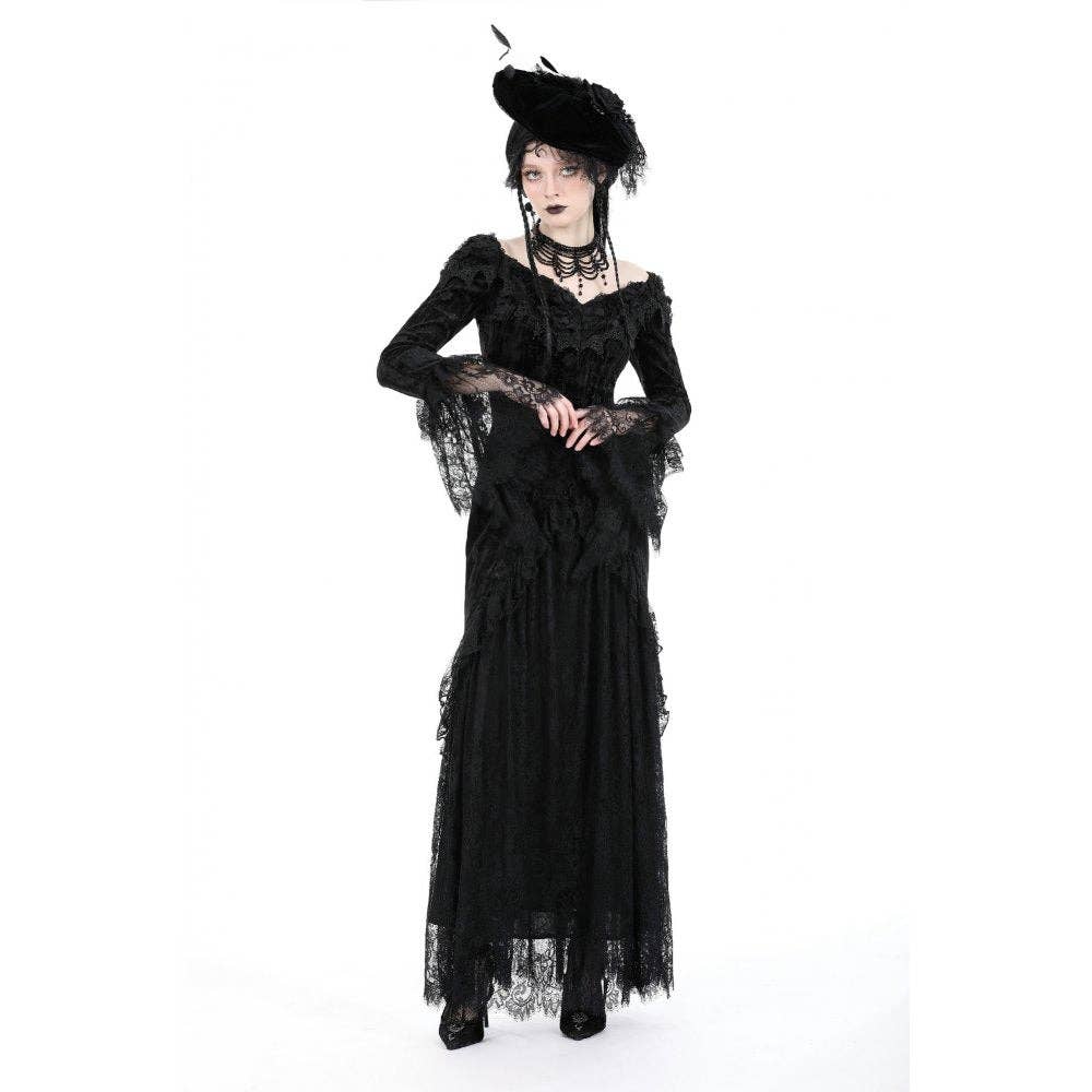 Dark In Love Zathura Off The Shoulder Lace Maxi Dress