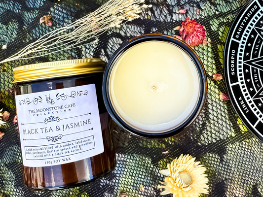 Black Tea & Jasmine Scented Soy Candle 130g