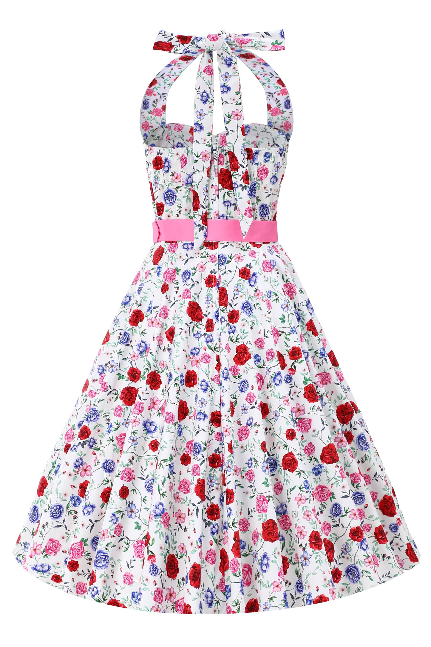 Daisy White Rose Halter Dress