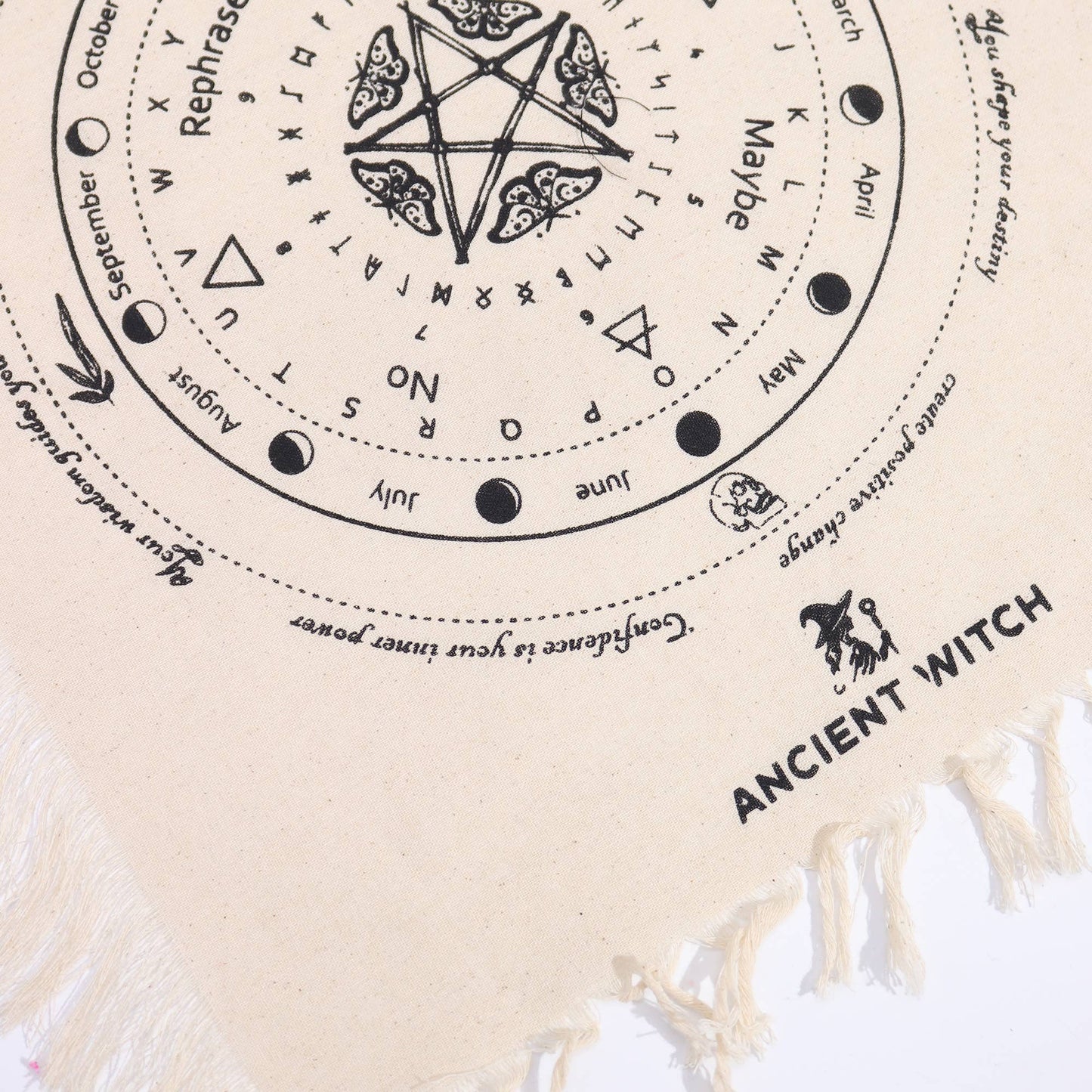 Ancient Witch Pendulum Divination Cloth: Mystic Moth - Divination Cloth - Natural & Black