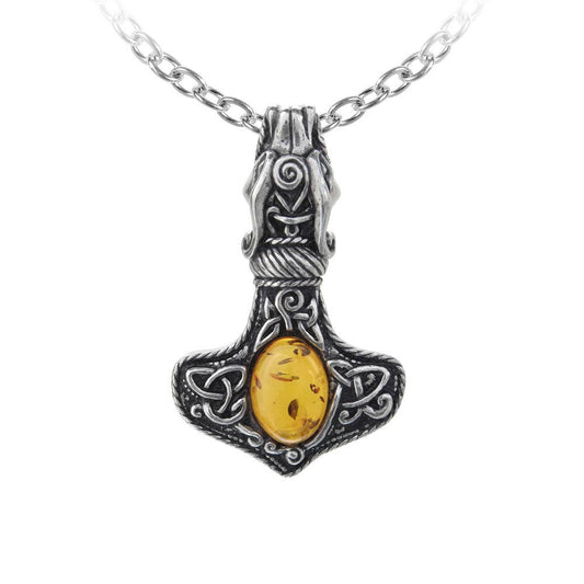 Amber Dragon Thorhammer (Pendant)