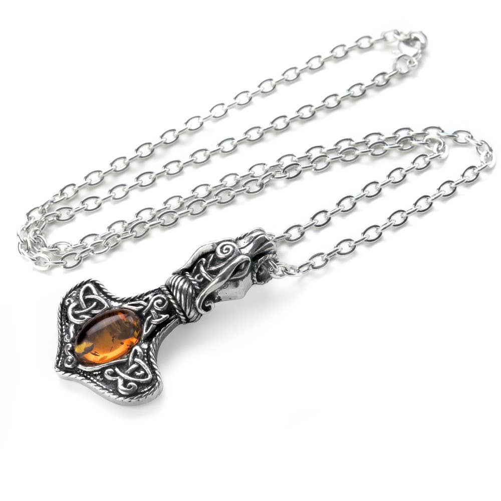 Amber Dragon Thorhammer (Pendant)