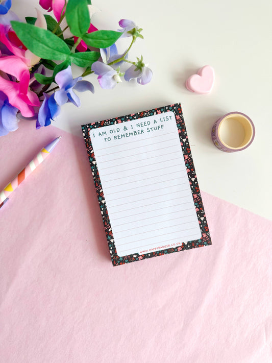 Funny Floral Notepad | A6 Lined Notepad with 100 Pages