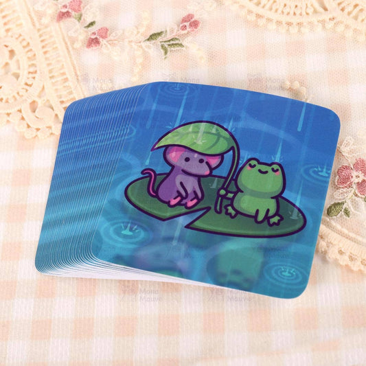 Cute Frog Vinyl Sticker | Frog & Mouse on a Lily Pad