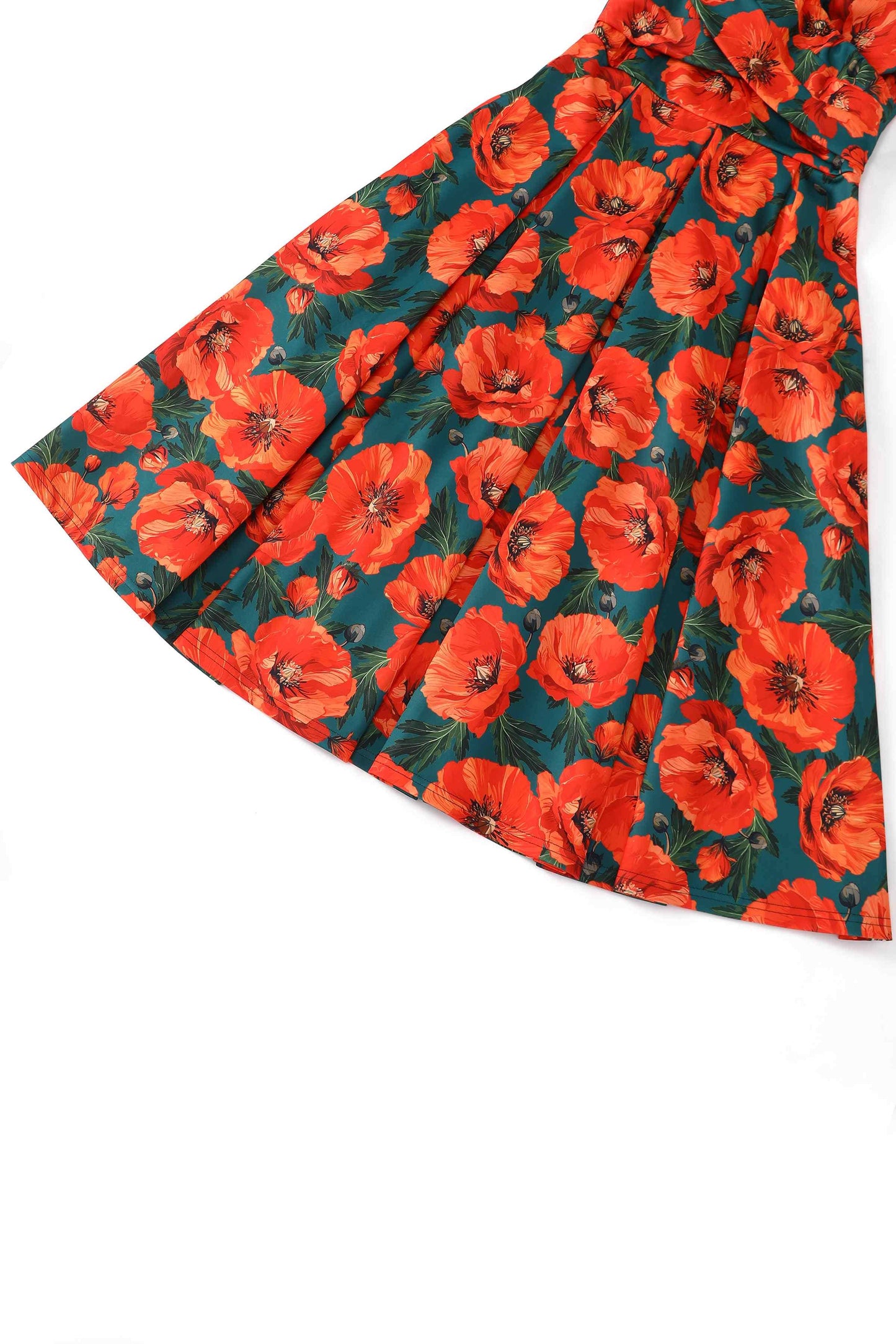 Beverly Green Cross-Over-Off-Shoulder Orange Poppies Dress