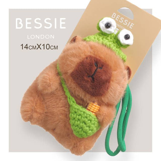 Plush Capybara frog bag charm