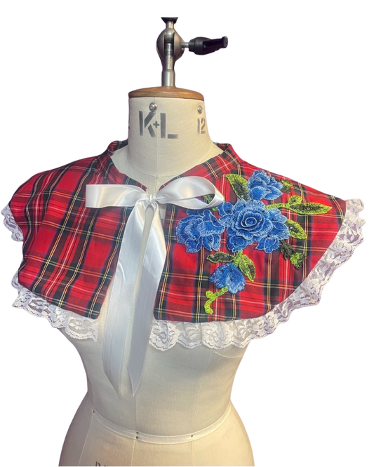 Enchanted Garden handmade Tartan Capelet. One of a kind