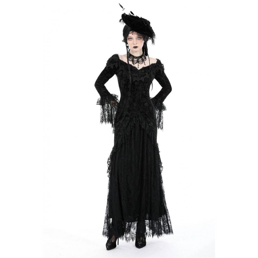 Dark In Love Zathura Off The Shoulder Lace Maxi Dress