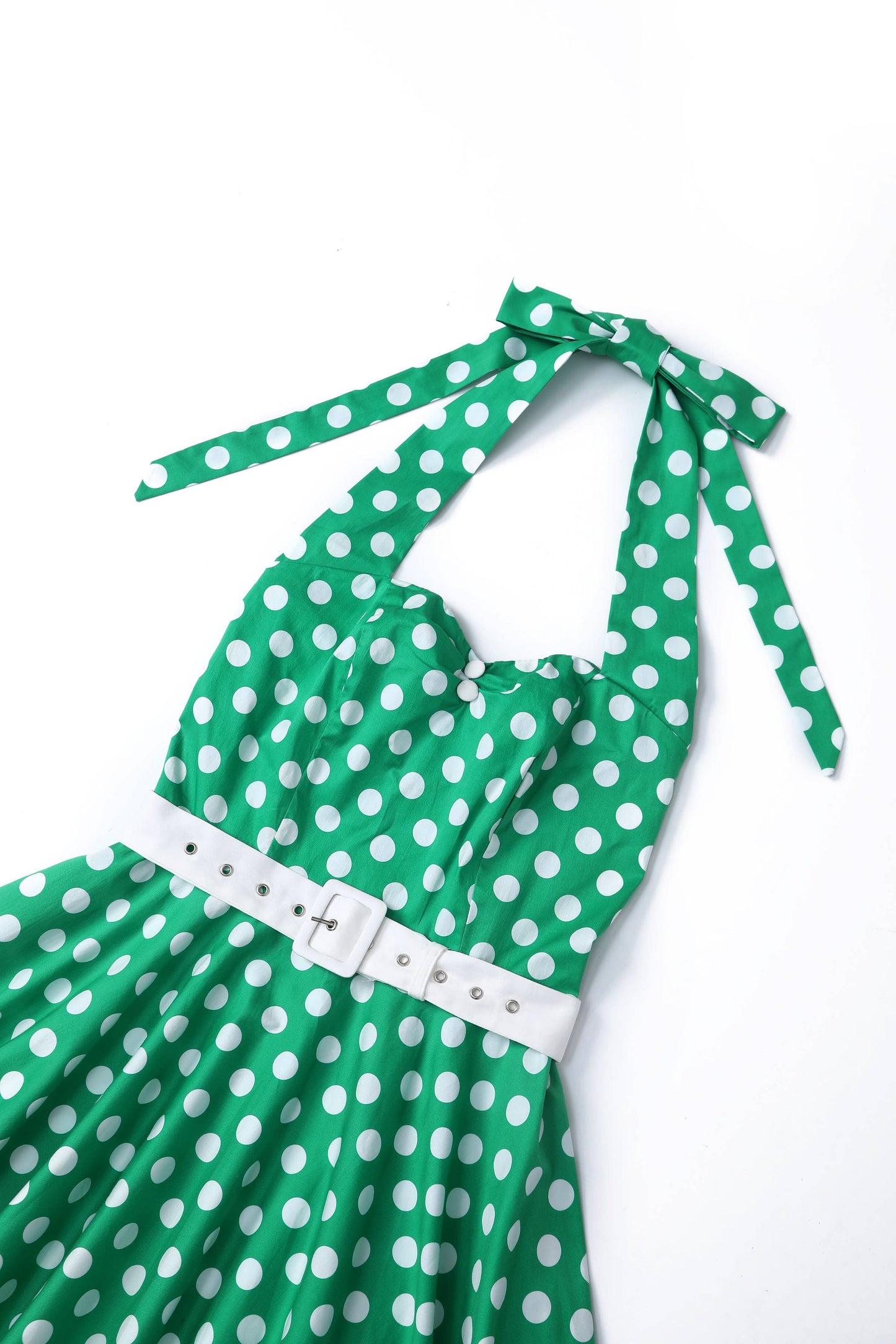 Daisy Green Polka Dot Halter Dress