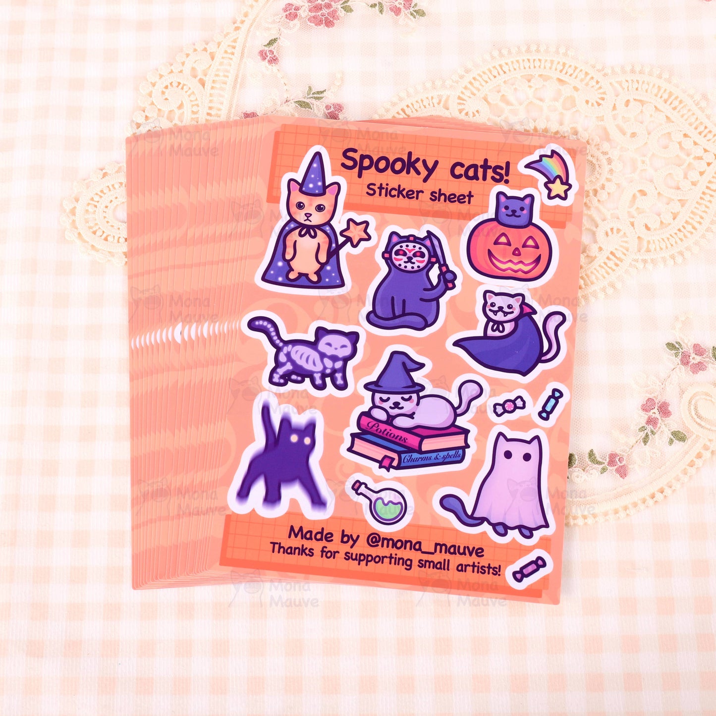 Cute Halloween Sticker Sheet | 13 Spooky Cat Stickers