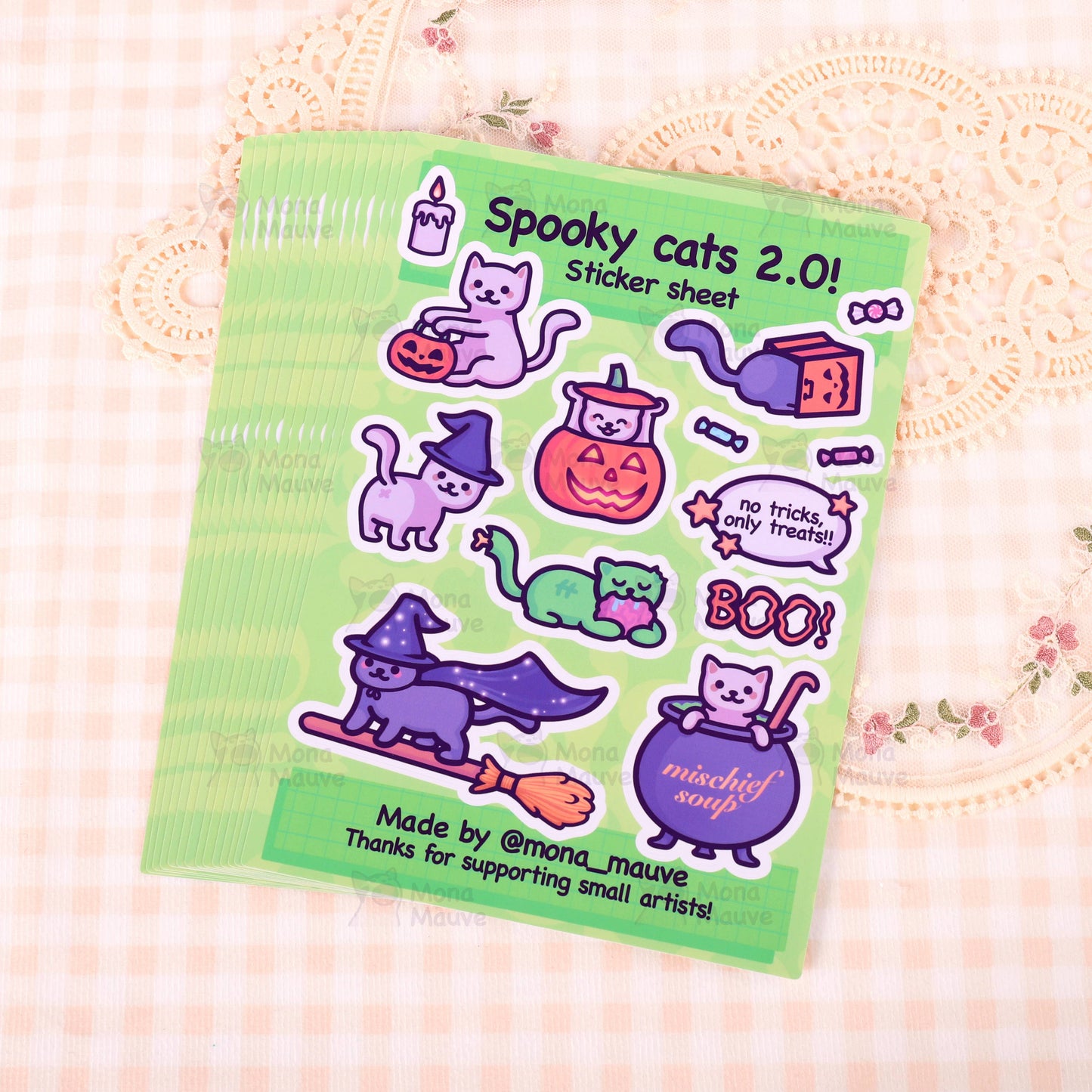 Cute Halloween Sticker Sheet | 13 Spooky Cat Stickers