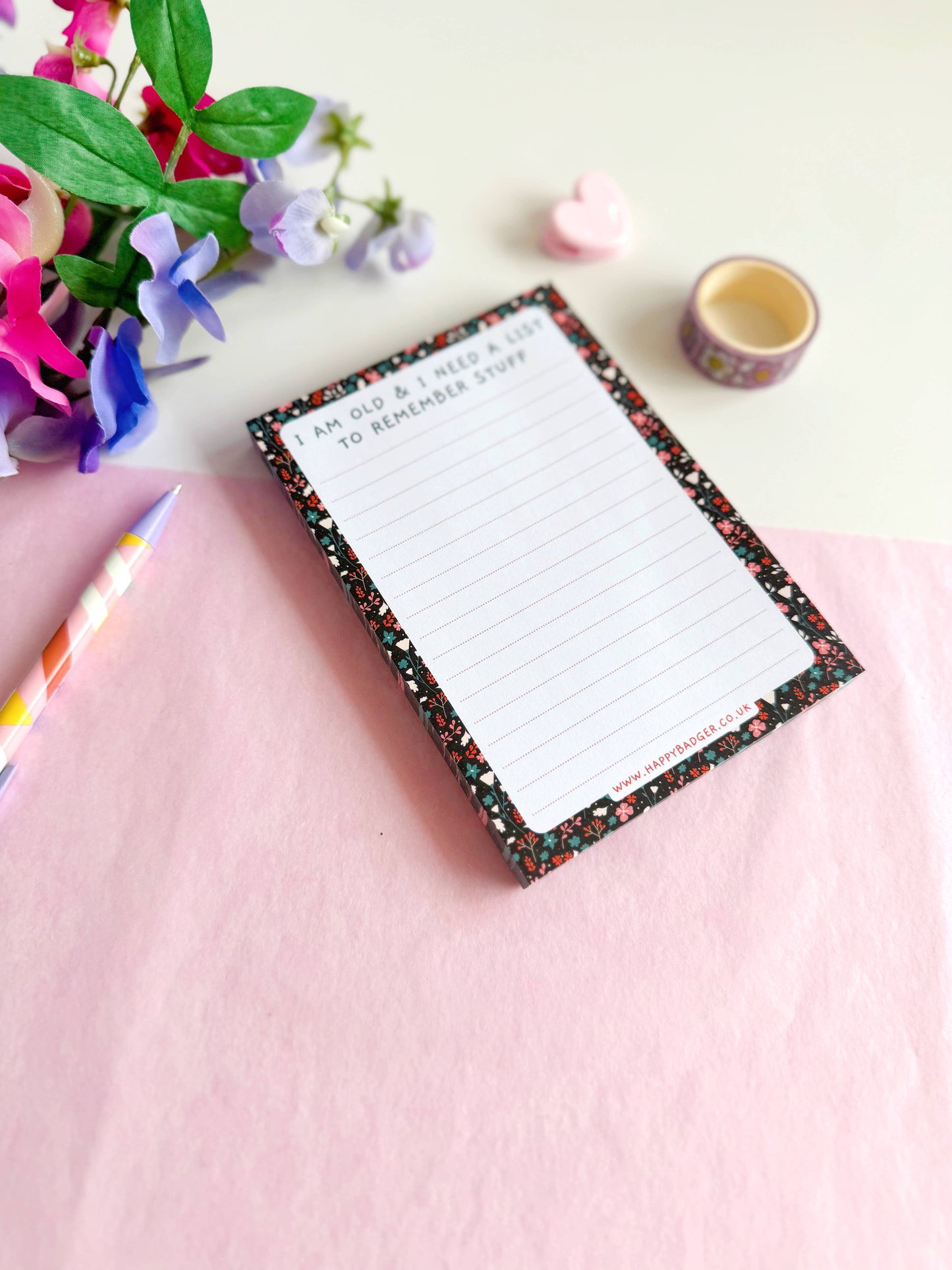 Funny Floral Notepad | A6 Lined Notepad with 100 Pages
