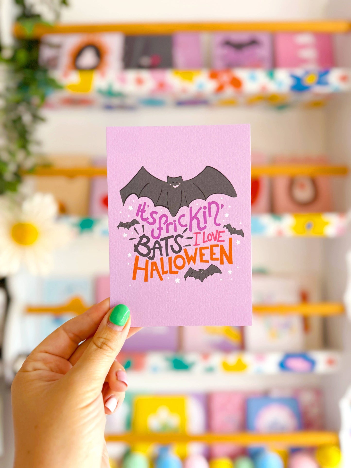 It's Frickin' Bats, I Love Halloween Postcard | Funny Quote