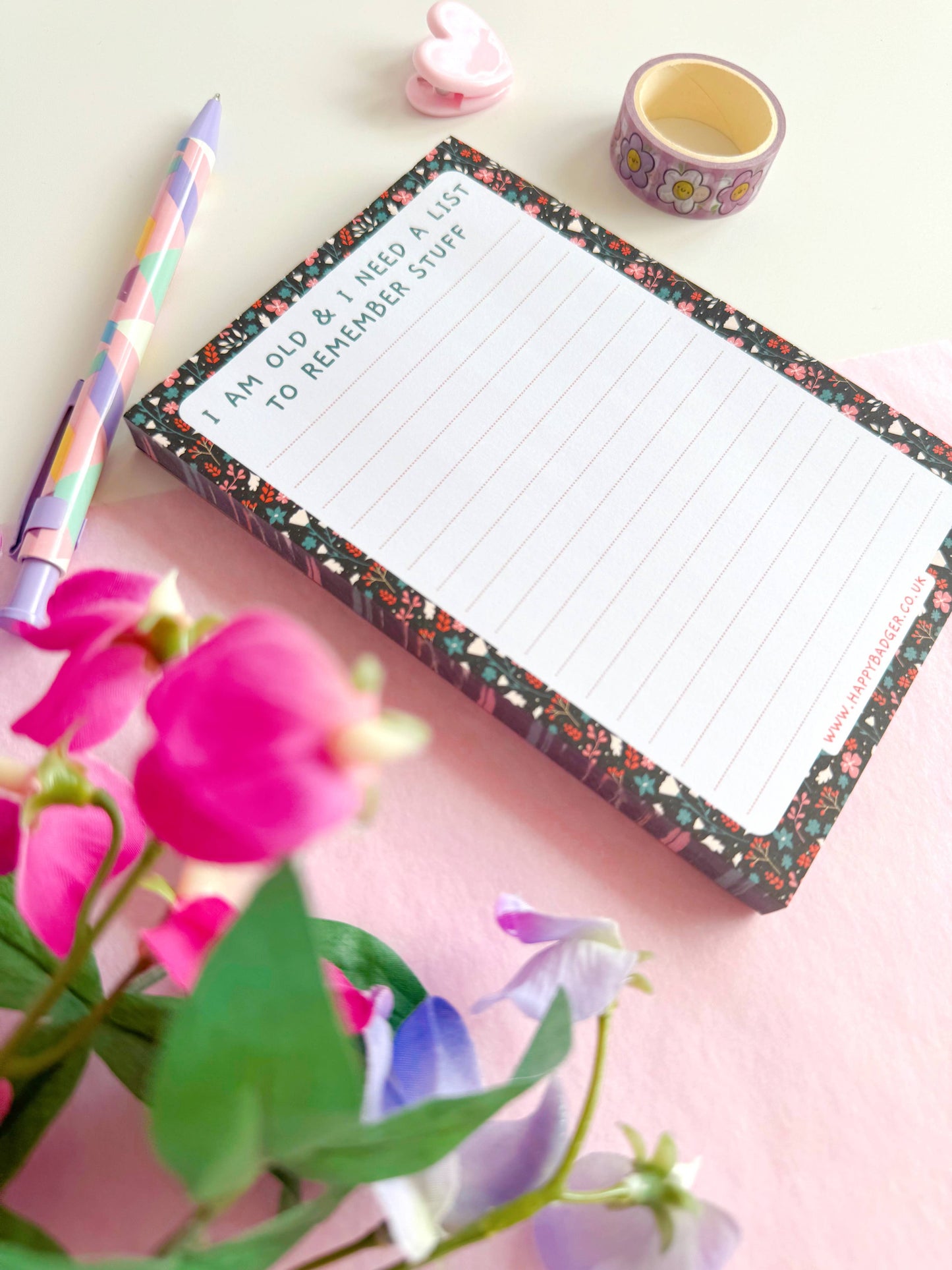Funny Floral Notepad | A6 Lined Notepad with 100 Pages