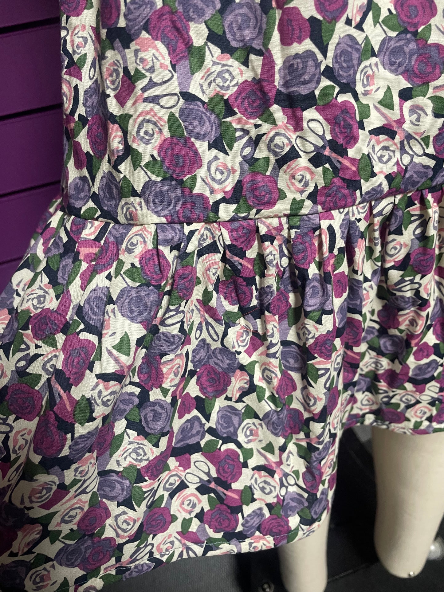 Roses & Scissors 2 tier A-line Skirt. One of a kind.