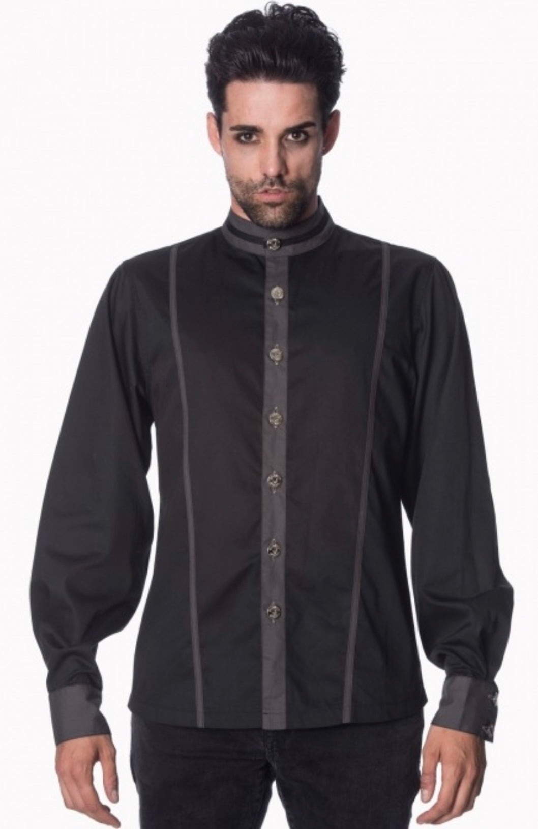 Gothic Shirt with Skull Detail Buttons