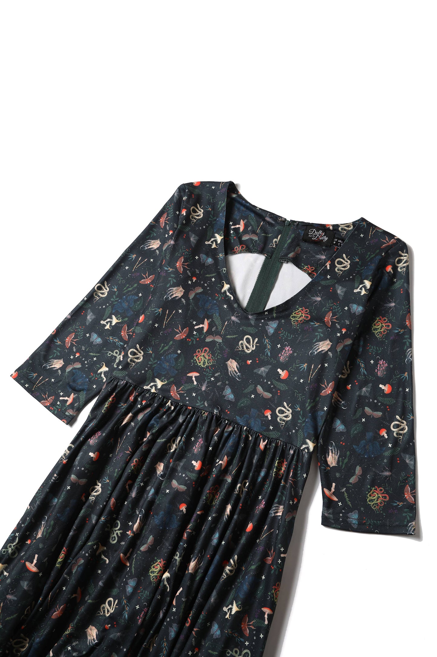 Billie Long Sleeved Dress in Dark Green Mystical Forest