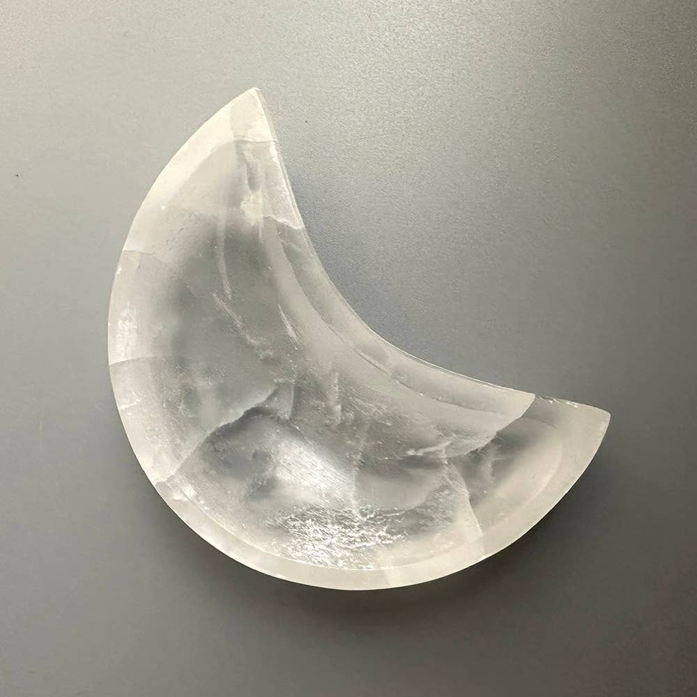 Selenite Bowl, Crescent Moon, 11x6x2.5cm