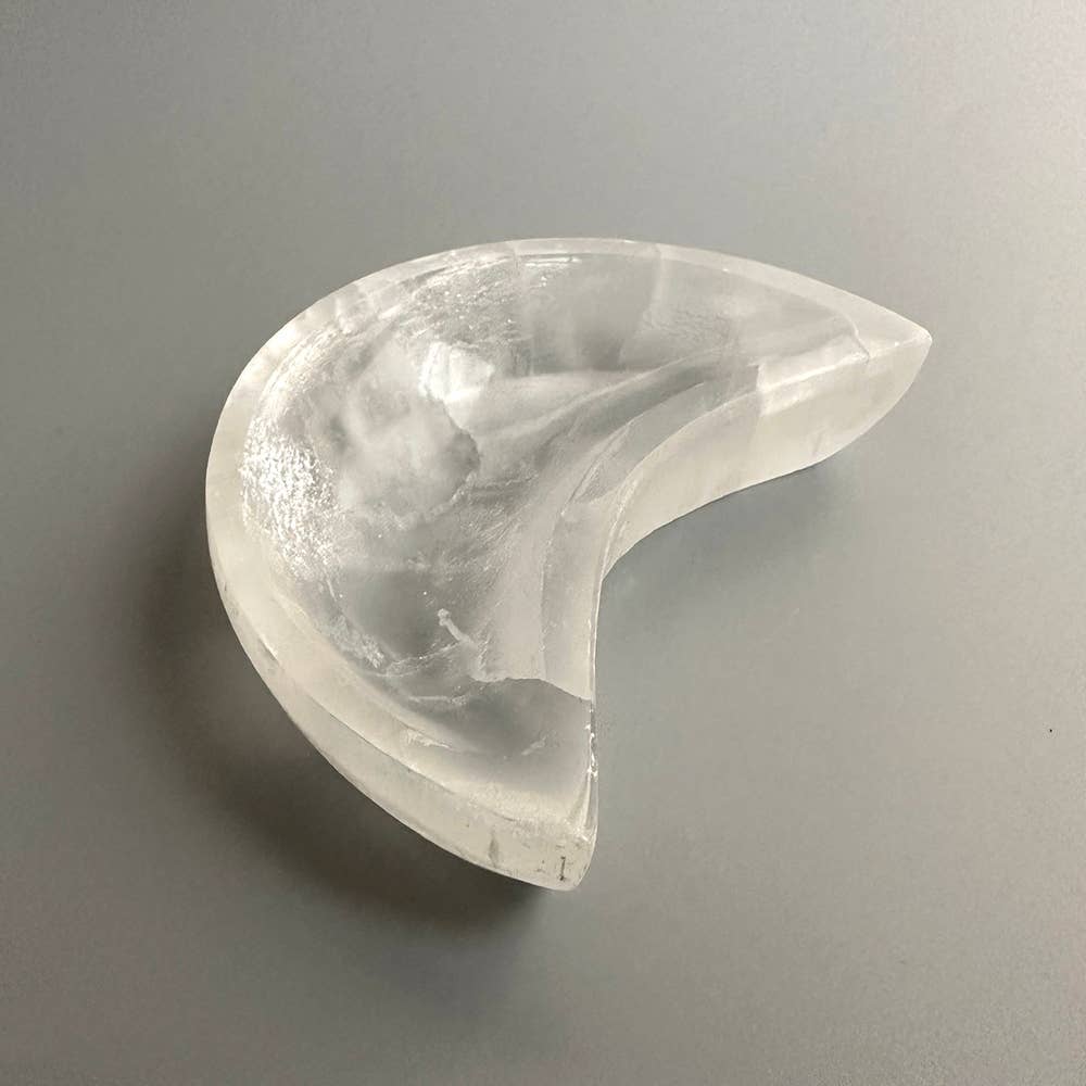 Selenite Bowl, Crescent Moon, 11x6x2.5cm