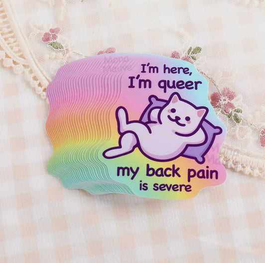 Funny Cat Meme Vinyl Pride Sticker | I'm Here, I'm Queer