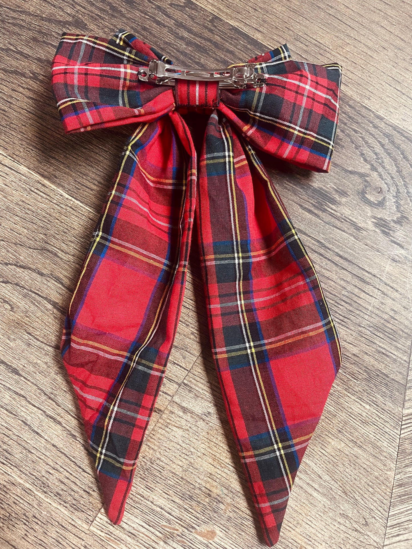 “Alice” Bow Hair Barrette in Red Royal Stewart Tartan