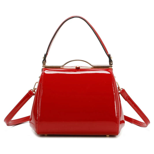 Classic Patent Faux Leather Handbag Red