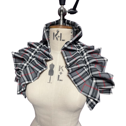 Grey Tartan ruffled Shrug