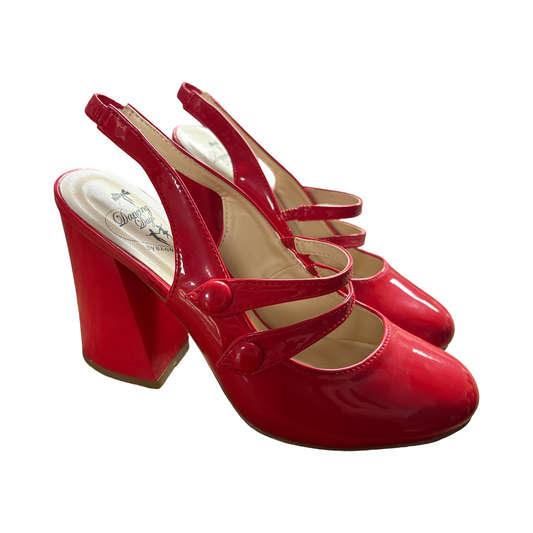 Red Retro Chunky Heel Shoes