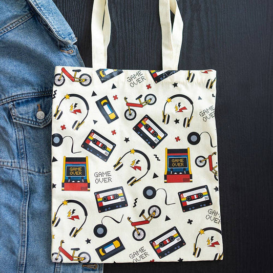 Retro 80s Print Polycotton Tote Bag