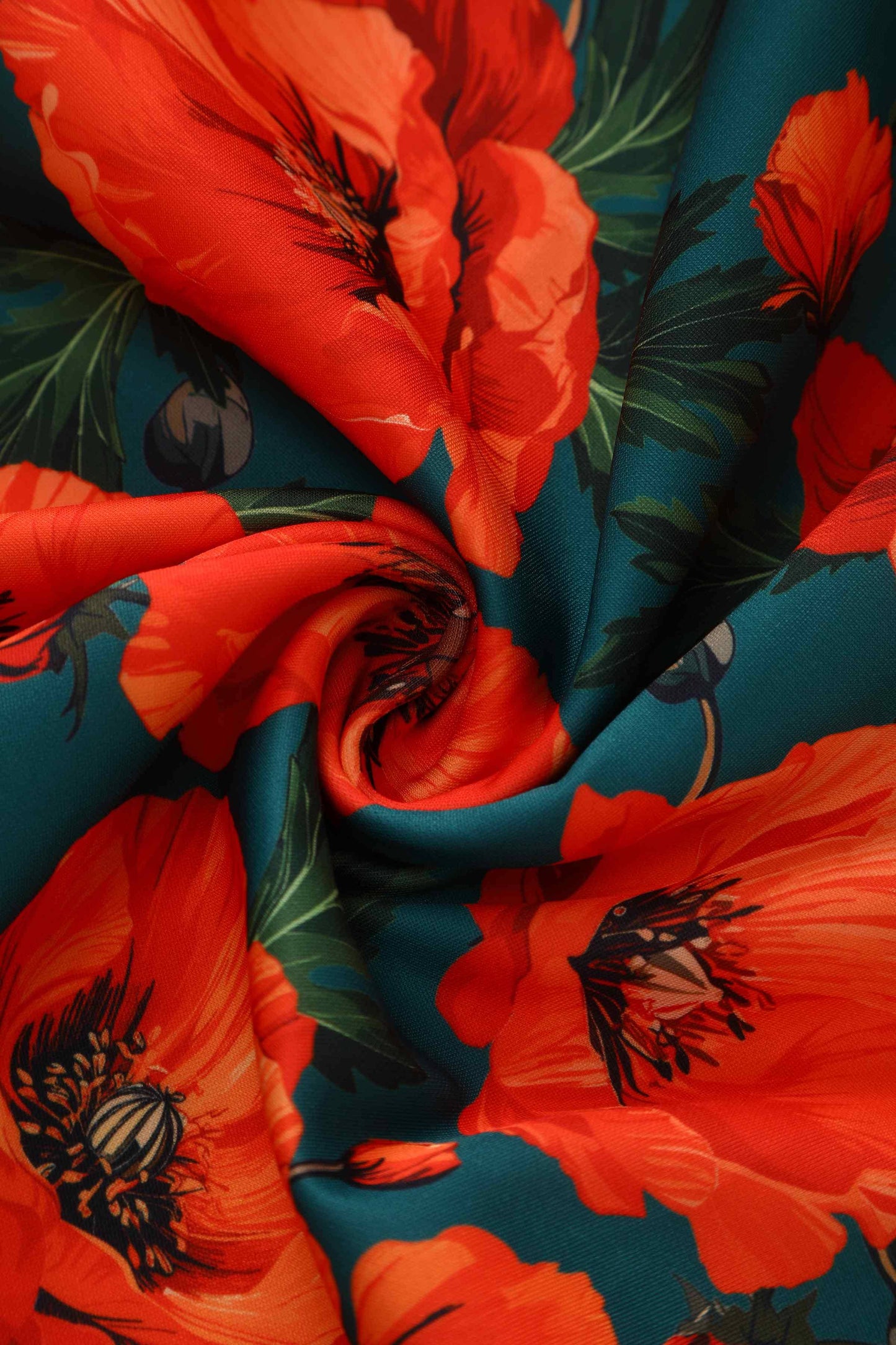 Beverly Green Cross-Over-Off-Shoulder Orange Poppies Dress