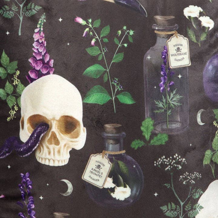 Square Venom & Vines Gothic Skull Print Cushion