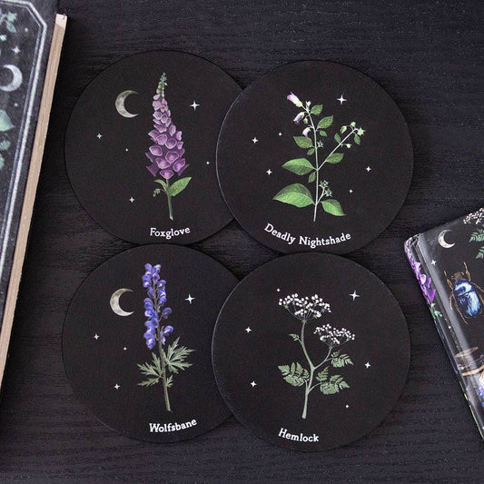 Poisonous Plants Gothic Botanical Coaster Set
