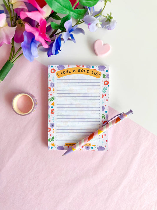 A6 Floral Lined Notepad | 100 Page Notepad | List Making