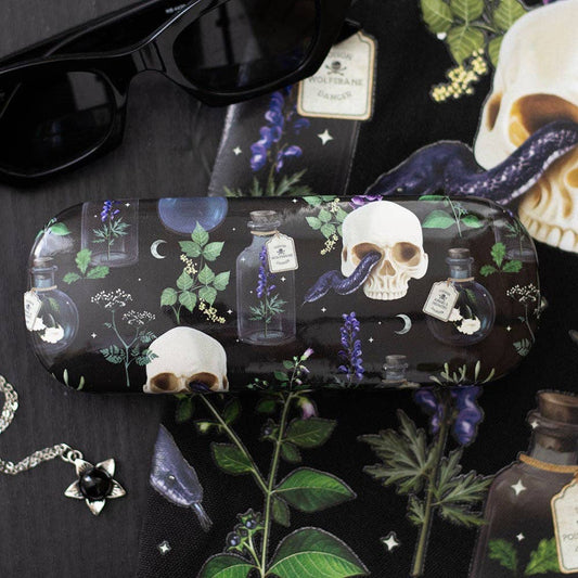 Venom & Vines Gothic Skull Print Glasses Case