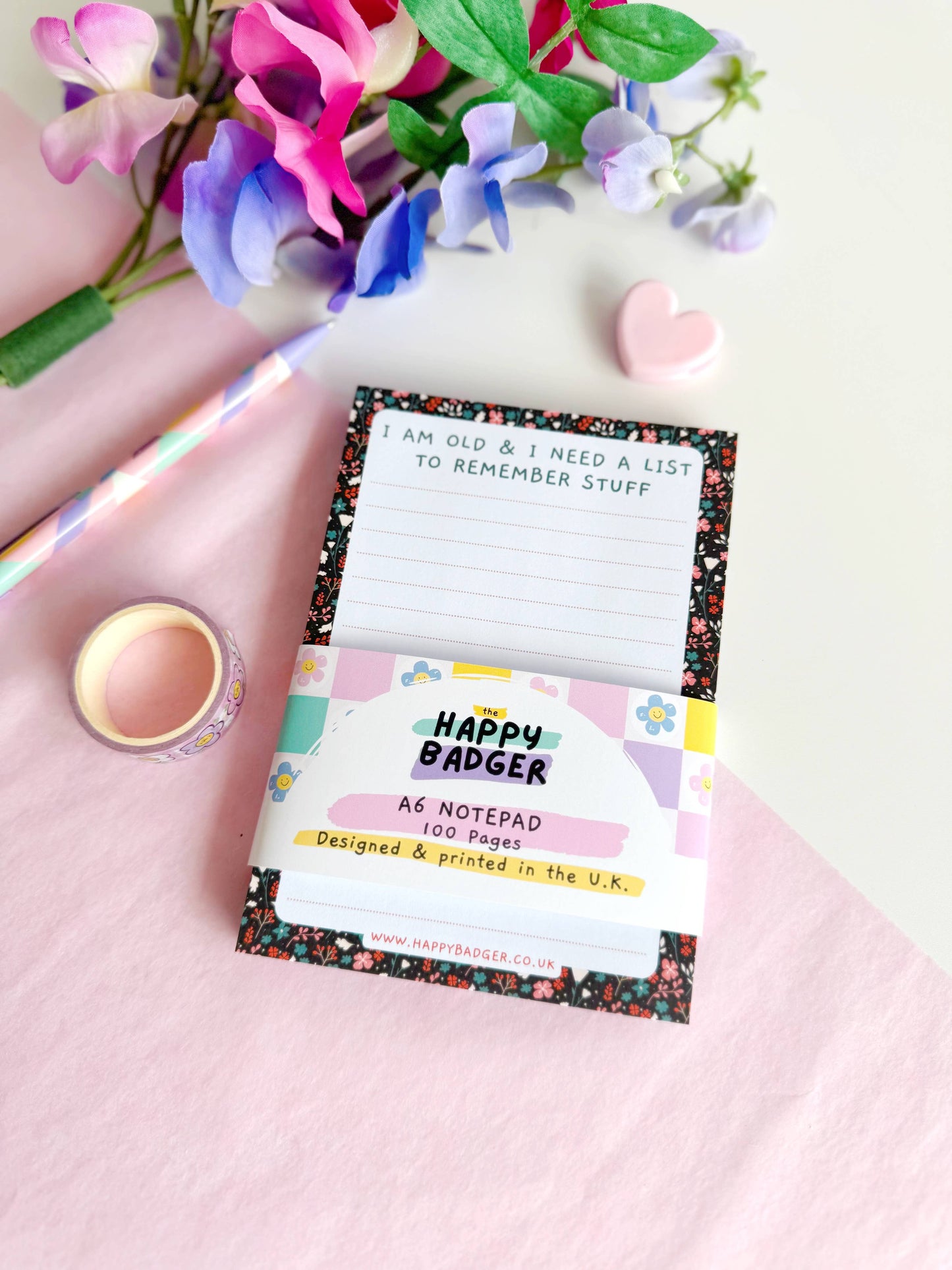 Funny Floral Notepad | A6 Lined Notepad with 100 Pages