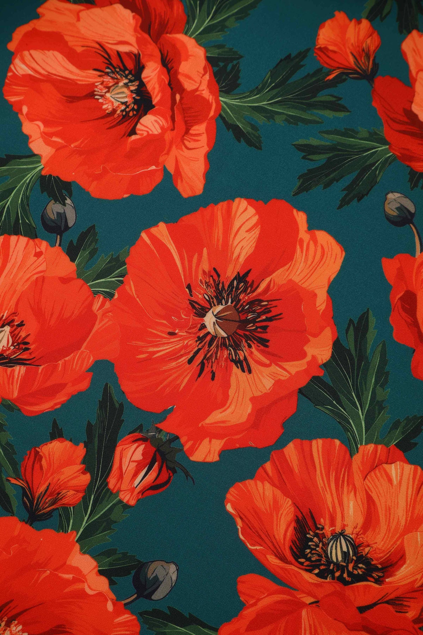 Beverly Green Cross-Over-Off-Shoulder Orange Poppies Dress