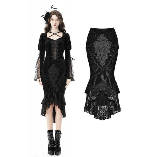 Dark In Love Zira Velvet Fishtail Skirt