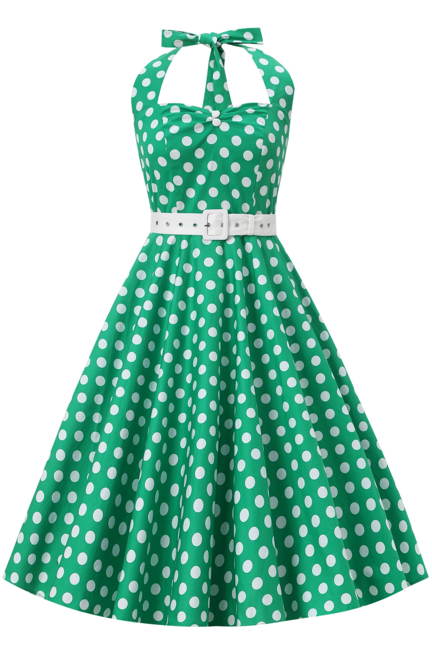 Daisy Green Polka Dot Halter Dress