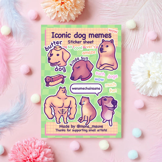 Iconic Dog Memes Sticker Sheet | Waterproof Vinyl Stickers