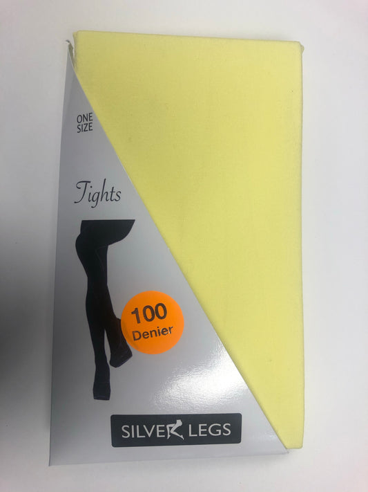 Plain block colour Tights 100 Denier (Pale Yellow)