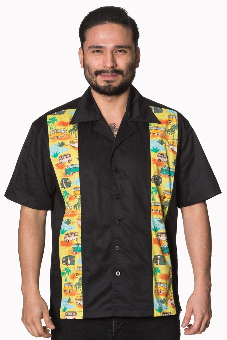 Men's Rockabilly 1950's inspired camper bowling shirt
