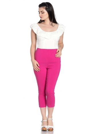 Tina Rockabilly Capri Trousers Hot Pink