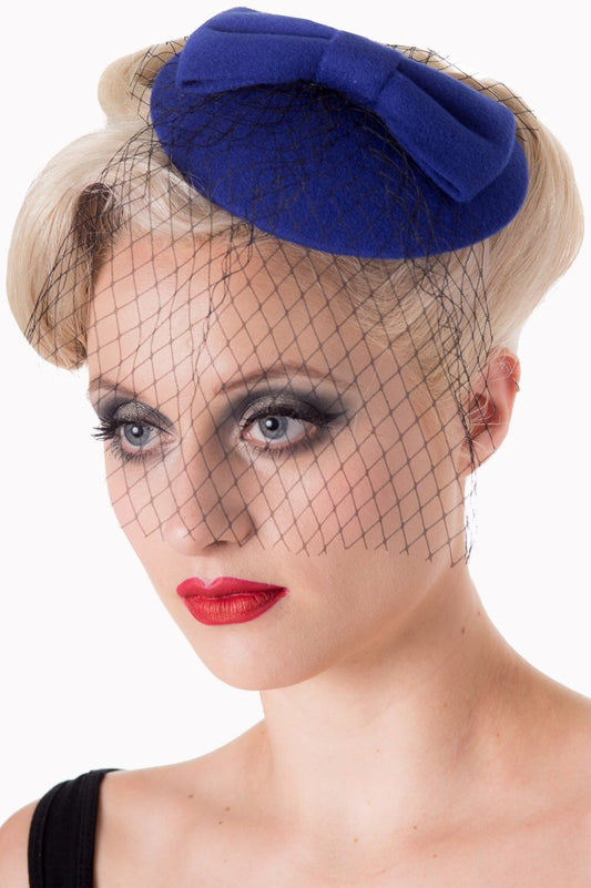 Felt Bow Mini Hat Fascinator Royal Blue