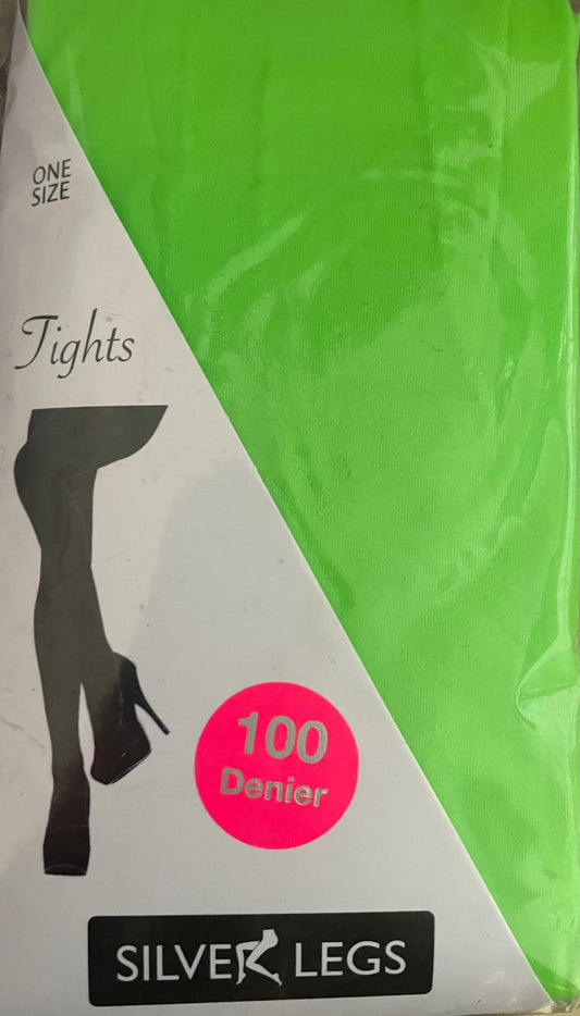 Plain block colour Tights 100 Denier (Neon Green)
