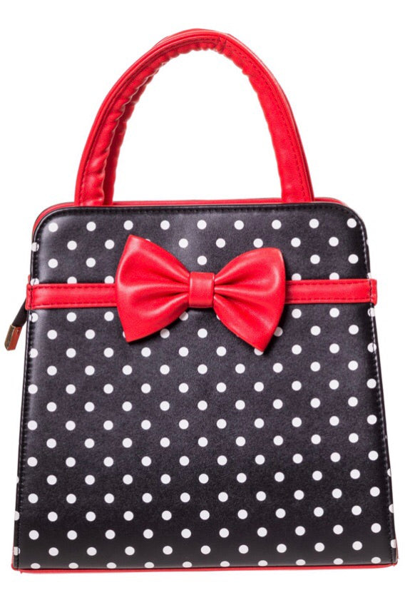 Carla Polkadot Bow Bag Black and Red